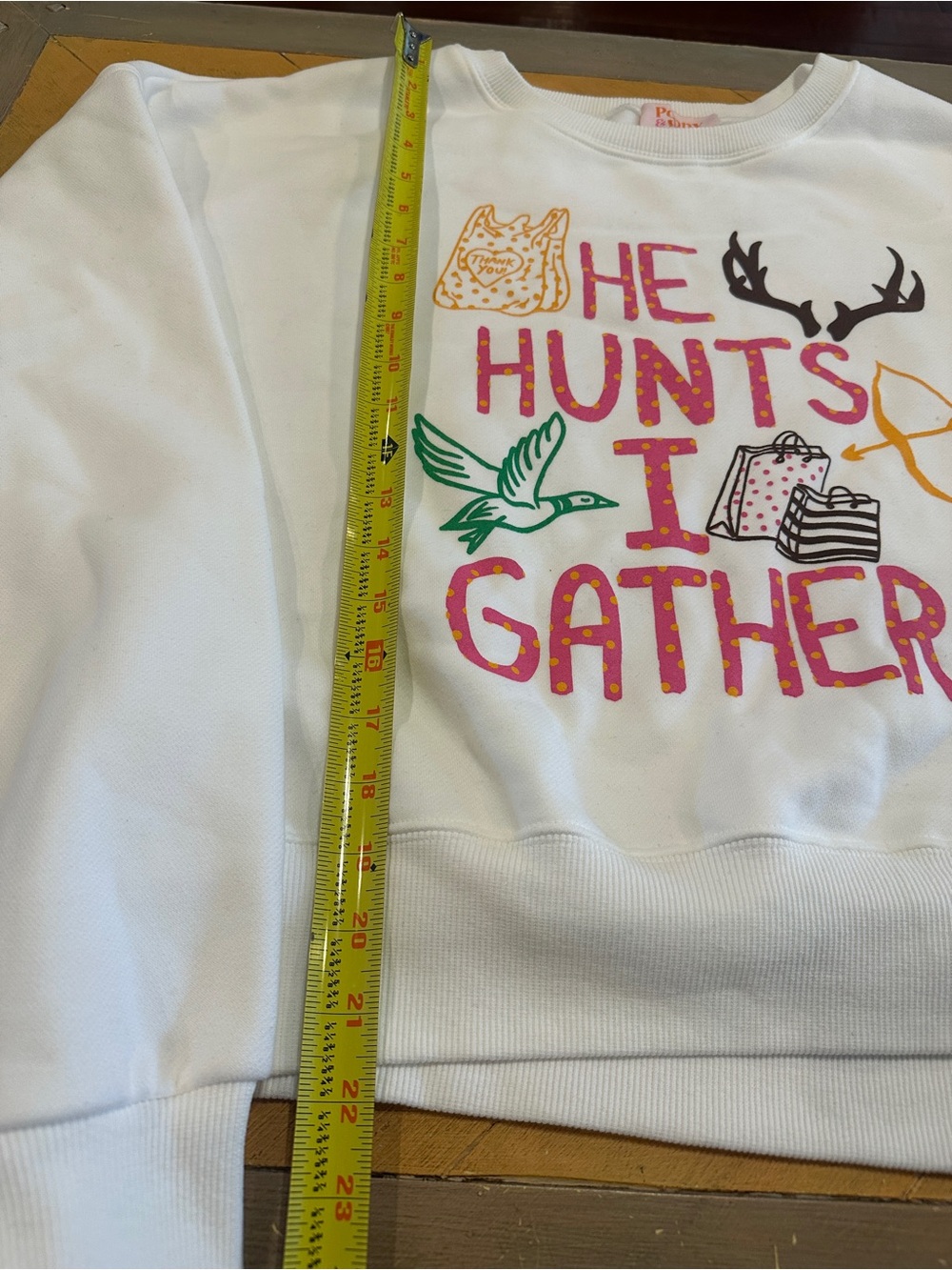 Poppy & Pine He Hunts I Gather Oversized Sweatshirt L/XL - Picture 4 of 10